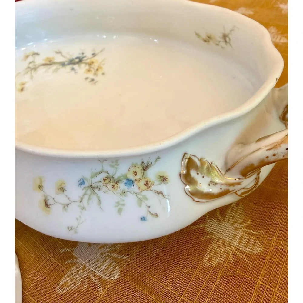 Antique Haviland Limoges Tureen Yellow Buttercups Blue Forget-Me-Nots